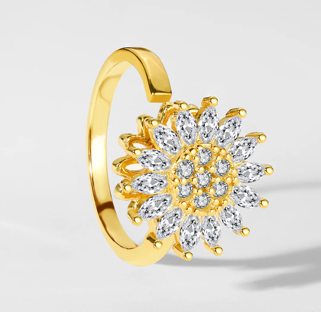 RoseBloom™️ Gold Sun rotating anxiety and stress ring