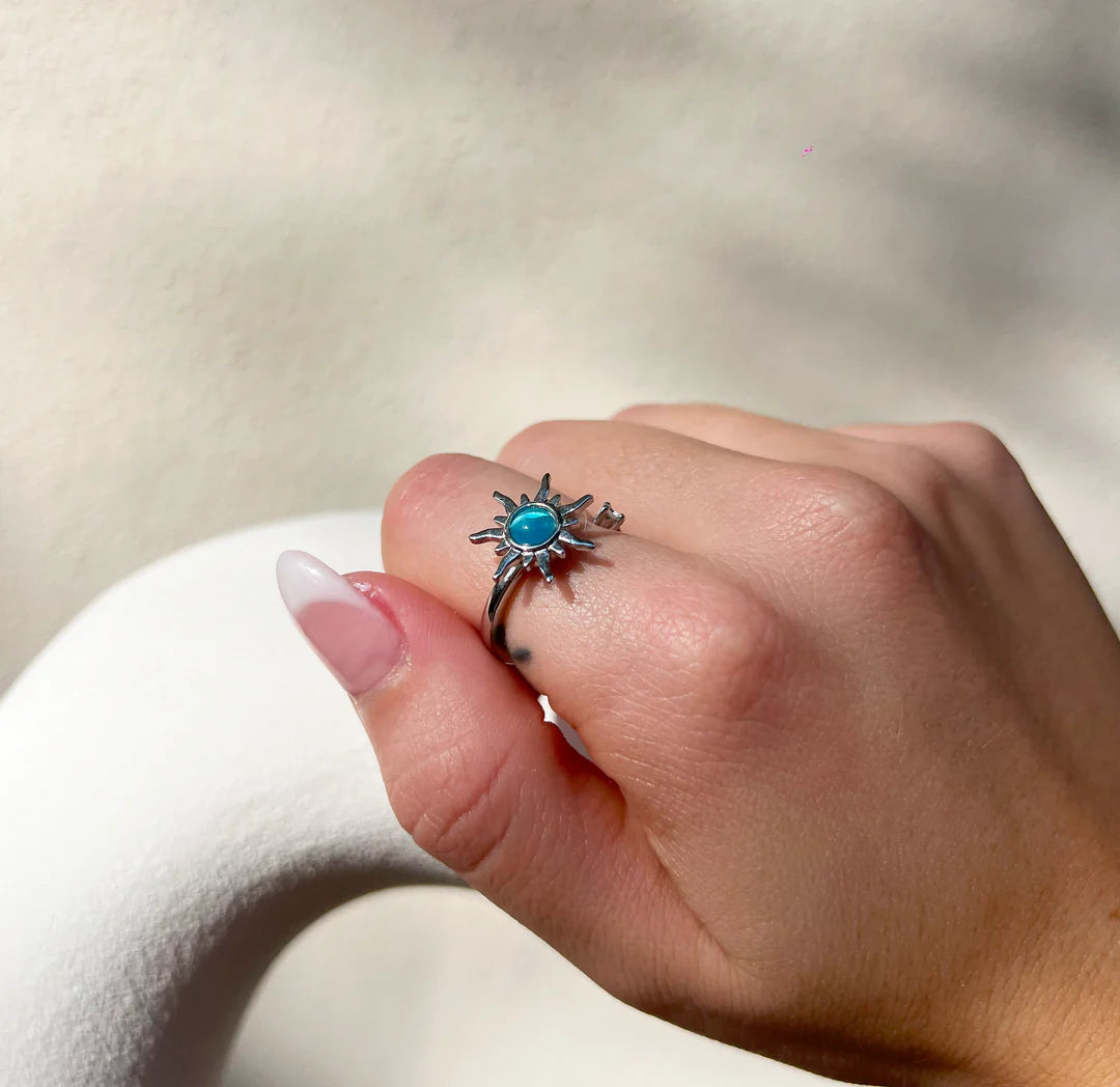 RoseBloom™️ Blue Star rotating anxiety and stress ring